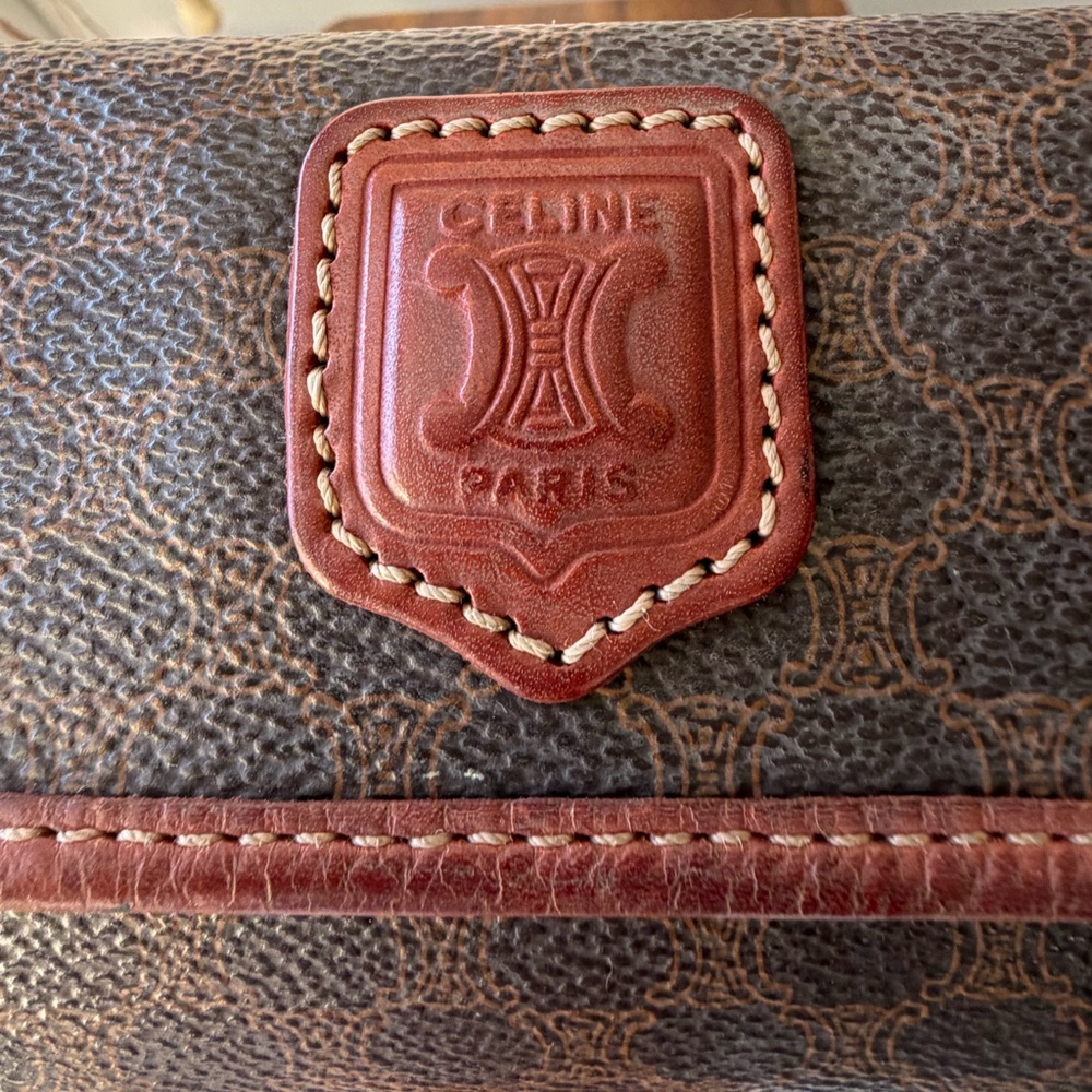 Celine Macadam Clutch Pouch Brown Canvas Leather Trim - Picture 6 of 12
